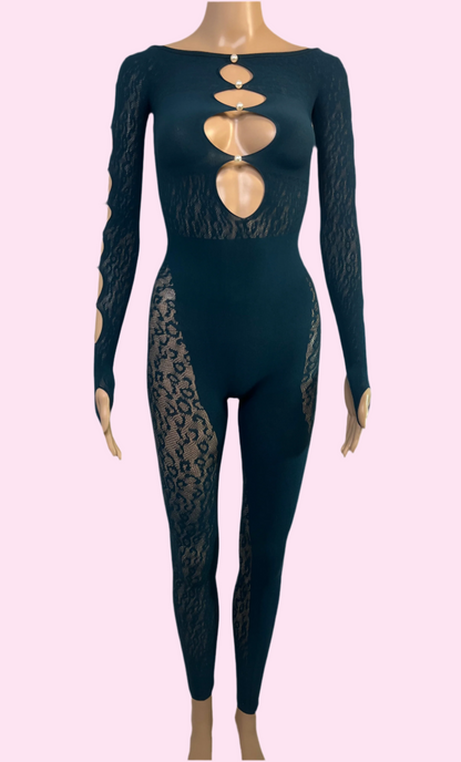 Leopard Mesh Full Length Bodysuit